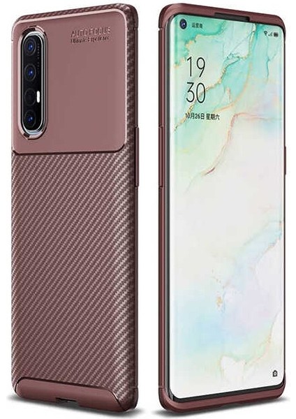 Oppo Reno3 Pro (CPH2009) Karbon Görünüm Negro Silikon Kılıf + Ekran Koruyucu Nano
