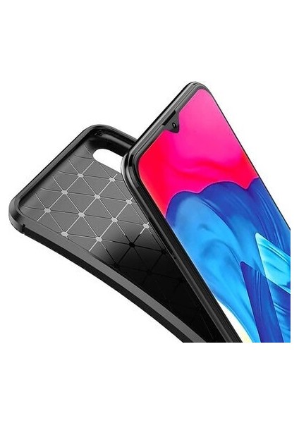 Samsung Galaxy M10 Karbon Görünüm Negro Silikon Kılıf + Ekran Koruyucu Nano