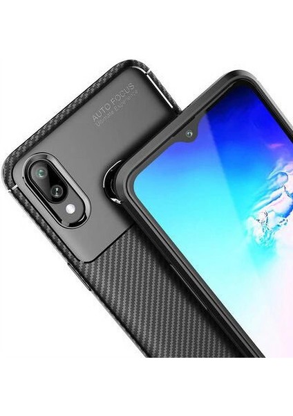 Samsung Galaxy A10S Karbon Görünüm Negro Silikon Kılıf + Ekran Koruyucu Nano