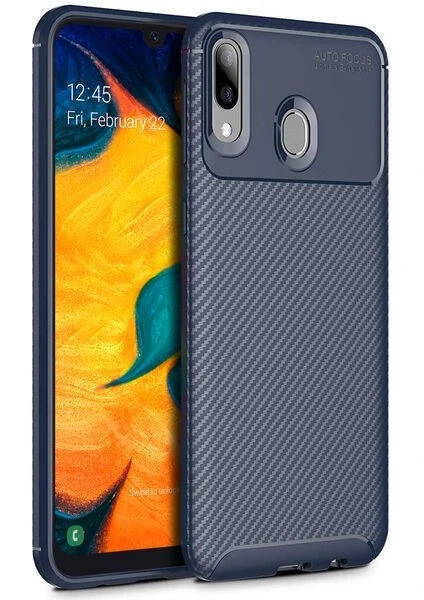 Samsung Galaxy A30 Karbon Görünüm Negro Silikon Kılıf + Ekran Koruyucu Nano