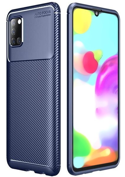 Samsung Galaxy A31 Karbon Görünüm Negro Silikon Kılıf + Ekran Koruyucu Nano