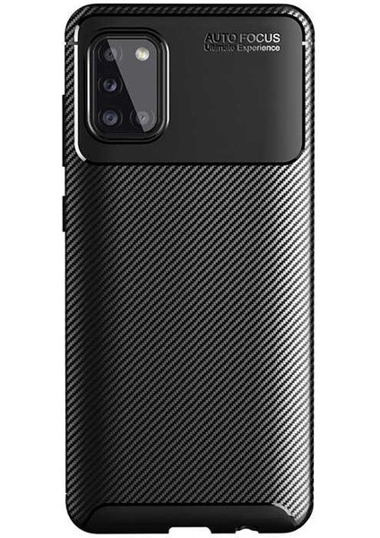 Samsung Galaxy A31 Karbon Görünüm Negro Silikon Kılıf + Ekran Koruyucu Nano