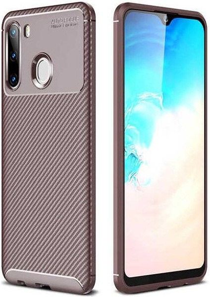 Samsung Galaxy A21 Karbon Görünüm Negro Silikon Kılıf + Ekran Koruyucu Nano