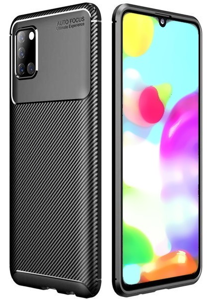 Samsung Galaxy A31 Karbon Görünüm Negro Silikon Kılıf + Ekran Koruyucu Nano