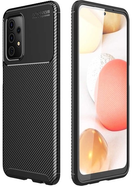 Samsung Galaxy A72 Karbon Görünüm Negro Silikon Kılıf + Ekran Koruyucu Nano