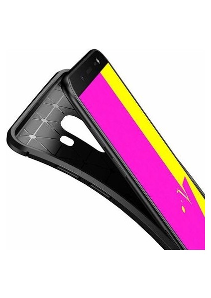 Samsung Galaxy J6 Karbon Görünüm Negro Silikon Kılıf + Ekran Koruyucu Nano