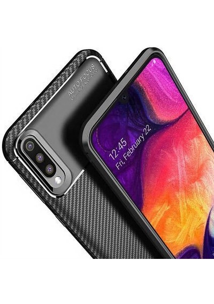 Samsung Galaxy A50 Karbon Görünüm Negro Silikon Kılıf + Ekran Koruyucu Nano