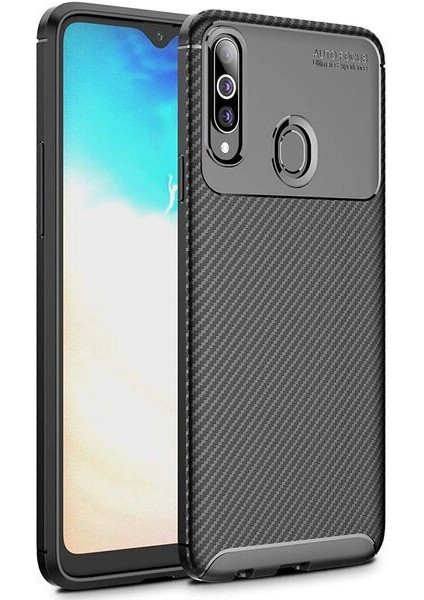 Samsung Galaxy A20S Karbon Görünüm Negro Silikon Kılıf