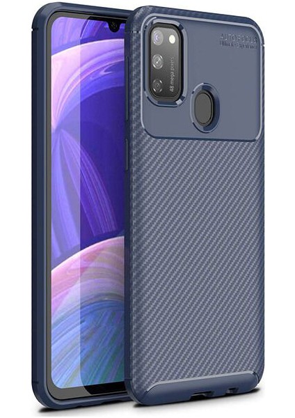 Samsung Galaxy M30S Karbon Görünüm Negro Silikon Kılıf + Ekran Koruyucu Nano