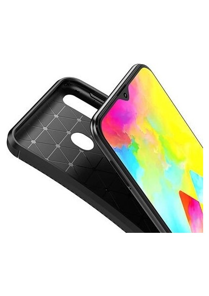 Samsung Galaxy M20 Karbon Görünüm Negro Silikon Kılıf