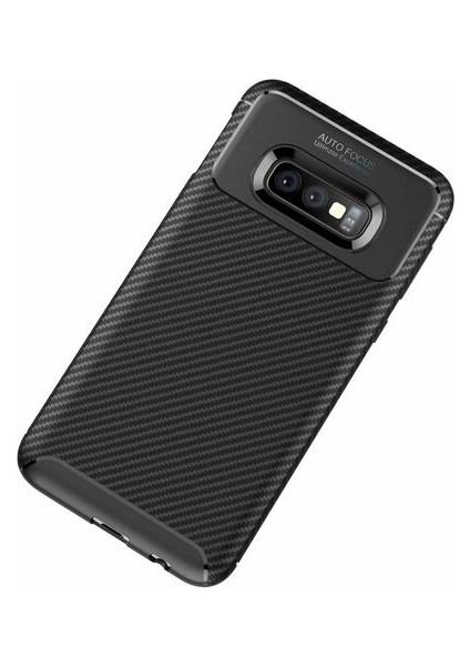 Samsung Galaxy S10E Karbon Görünüm Negro Silikon Kılıf + Ekran Koruyucu Nano