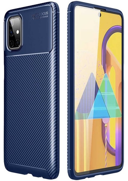 Samsung Galaxy M51 Karbon Görünüm Negro Silikon Kılıf + Ekran Koruyucu Nano