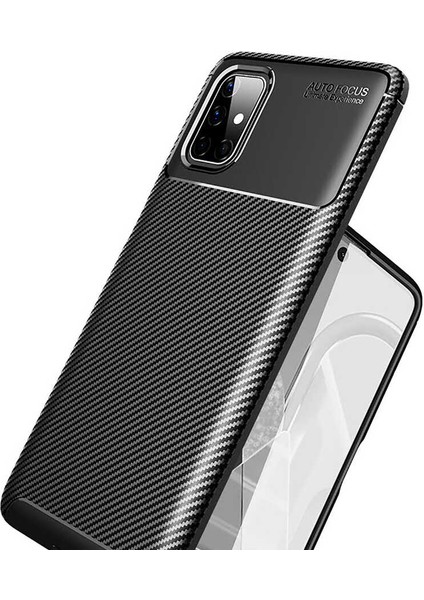 Samsung Galaxy M51 Karbon Görünüm Negro Silikon Kılıf + Ekran Koruyucu Nano