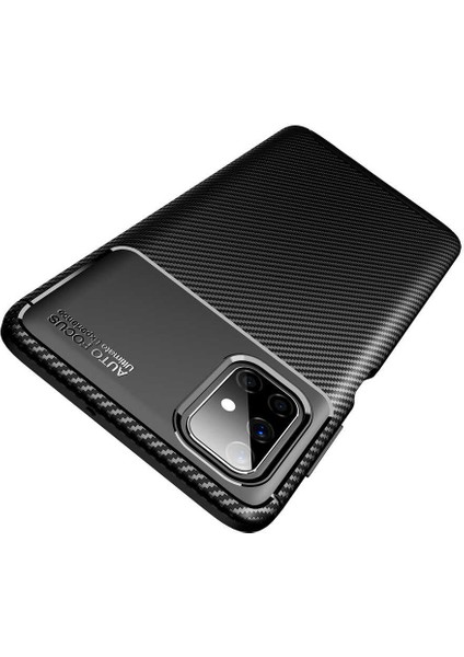 Samsung Galaxy M51 Karbon Görünüm Negro Silikon Kılıf + Ekran Koruyucu Nano