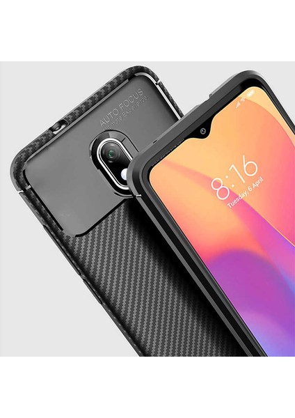 Xiaomi Redmi 8A Kılıf Negro Silikon Karbon Desen + Ekran Koruyucu Nano