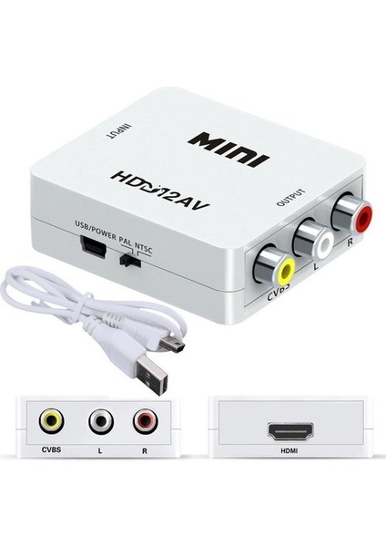 1080P HDMI Uyumlu - 3.5mm Ses Kablosu ile Rca Av Kompozit Adaptör Dönüştürücüsü VGA2AV / Cvbs Audio'dan Pc'ye Hdtv Dönüştürücü
