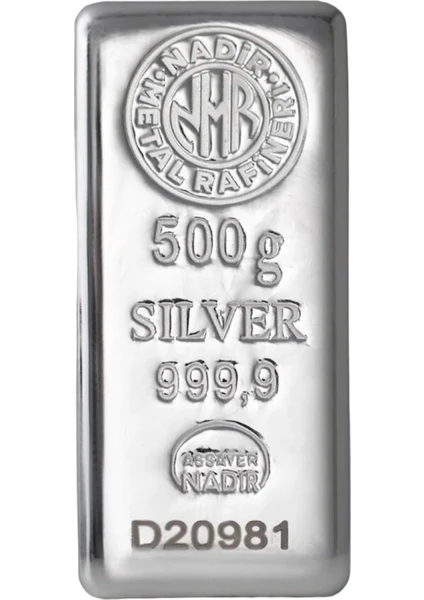 Nadir Gold 500 Gram 999.9 Saf Külçe Gümüş