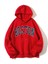 Unisex Kırmızı Oversize Boston Baskılı Sweatshirt Kapüşonlu 1