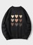Unisex Çok Kalp Baskılı Oversize Sweatshirt 1