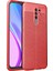 Xiaomi Redmi 9 Kılıf Niss Derili Silikon Kırmızı 1