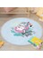 Mavi Zemin Flamingo Unicorn Temalı Çocuk & Genç Odası Makinede Yıkanabilir Kaymaz Tabanlı Püsküllü Yuvarlak Çocuk Halısı 1