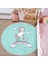Bisiklete Binmiş Unicorn Desenli Çocuk & Genç Odası Makinede Yıkanabilir Kaymaz Tabanlı Püsküllü Yuvarlak Çocuk Halısı 5