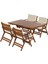 Antalya Ahşap Bahçe Balkon Takımı 80 x 140 cm Masa + 4 Minderli Sandalye Katlanır Set 1
