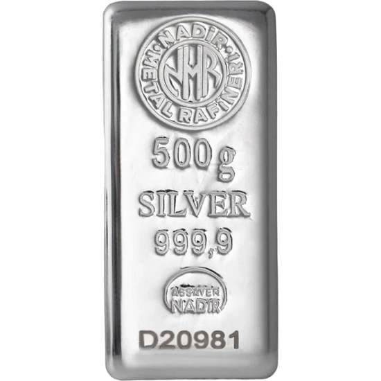 Nadir Gold 500 Gram 999.9 Saf Külçe Gümüş