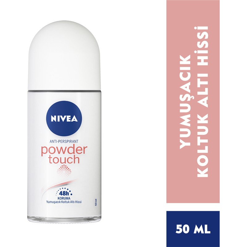 Nivea Kadın Roll On Deodorant Powder Touch 50ml;Ter ve Ter Kokusuna Karşı 48 Saat Anti-perspirant ;Kaolin Pudra İçeriği ile Hızlı Kuruma