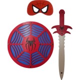 Ahtek Ahşap Oyuncak Seti 3’lü Örümcek Adam Kalkanı Kılıcı ve Maskesi