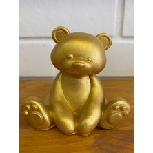 Beton Evi Beton Gold Ayıcık Teddy Bear Biblo El Yapımı Dekoratif Hediyelik Obje Çocuk Odası