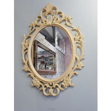 Ayna Denizi Vintage Taç Model Krem Renk Dekoratif Ayna