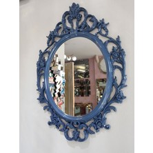 Ayna Denizi Vintage Taç Model Lacivert Renk Dekoratif Ayna