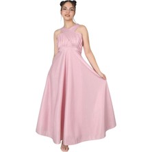 Kız Çocuk Monoray Saten Simli Kumaş Astarlı Abiye Gece Mezuniyet Elbisesi-ABY-0027