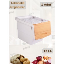 Jet’s Home Tekli Bambu Organizer Kutu Tekerlekli Patateslik Soğanlık Sepet 12 Lt