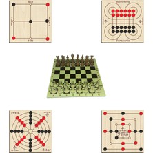 Ahtek Ahşap Zeka ve Strateji Oyun Seti 5 Li, 3 Taş + 9 Taş + Bihar + Surakarta ve Satranç