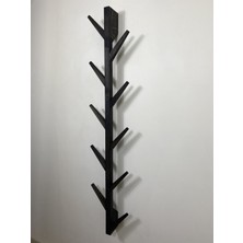 O&A Wood Doğal Ahşap Vestiyer, Dekoratif 10 Askılı Portmanto, Vintage Elbise Askısı Siyah