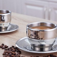 Xinhang Kalınlaşmış Paslanmaz Çelik Çift Katlı Yalıtımlı Kahve Fincanı Daire Kaşıkla Kupası Içme Kupası (Yurt Dışından)