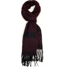 Kravatkolik Bordo - Siyah Çift Taraflı Erkek Kaşkol K396