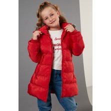 Lela Tüylü Kapüşonlu Cepli Şişme Mont Kız Çocuk Mont 5766038