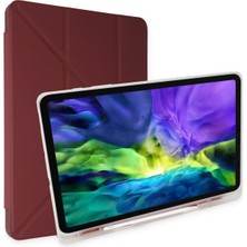 MTK Moveteck Samsung Galaxy Tab A8 10.5 SM-X200 2021 X205 X207 Tablet Kılıfı Kalem Bölmeli Yuvalı Yumuşak Silikon Trifolding Üçgen Standlı Lüx Case Smart Covert