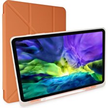 MTK Moveteck Samsung Galaxy Tab A8 10.5 SM-X200 2021 X205 X207 Tablet Kılıfı Kalem Bölmeli Yuvalı Yumuşak Silikon Trifolding Üçgen Standlı Lüx Case Smart Covert