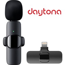 Daytona K9 Lightning Wireless (Kablosuz Mikrofon) Ergonomik Tak Çalıştır Telefon Tablet Ipad Yaka Mikrofonu