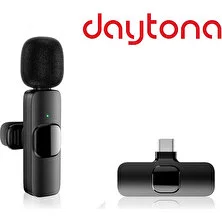 Daytona K9 Type-C Wireless (Kablosuz Mikrofon) Ergonomik Tak Çalıştır Android Telefon Tablet Ipad Yaka Mikrofonu
