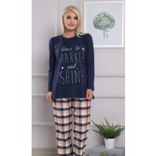 Pelin 2253-PELIN Bayan Kışlık Pijama Takım-Lacivert Ekose