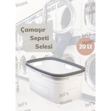 Çamaşır Selesi Dayanıklı Çamaşır Sepeti Gri Beyaz 20 Litre