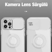 Ally iPhone 13 Pro 6.1 Inç Kılıf Sürgülü Kamera Lens Korumalı Yüzük Standlı Silikon Kılıf