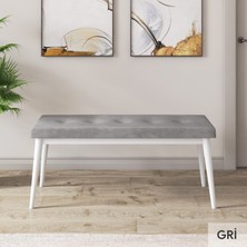Canisa Concept Nev Serisi  80 x 132 cm Açılabilir Beyaz Mutfak Masa Takımı  4 Sandalye Gümüş Halkalı 1 Bench