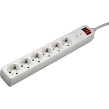 Hama 6'lı Akım Korumalı Priz, 3m, Beyaz