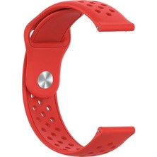 Markacase Huawei Watch Gt 2 46 mm Için Delikli Silikon Kordon Kırmızı
